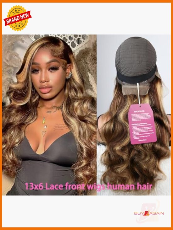 13x6 Lace Front Wig Human Hair Highlight Ombre Body Wave 180 Density 24 Inch main image 6
